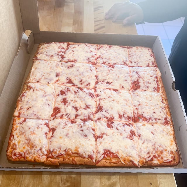 Sicilian Cheese Pizza.
